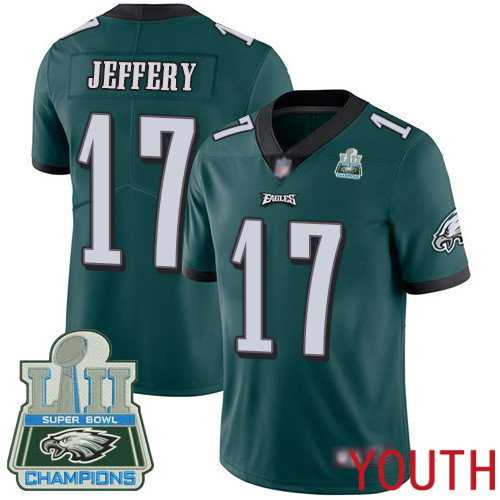 Youth Philadelphia Eagles 17 Alshon Jeffery Midnight Green Team Color Vapor Untouchable NFL Jersey Limited 100th